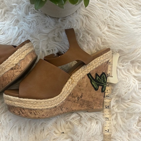 Tan Wedge Heels with Embroidery by Charlotte Russe. Like new condition. - Picture 6 of 8